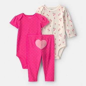 Baby Girl Carter's 3 pc Heart Bodysuit & Pant Set