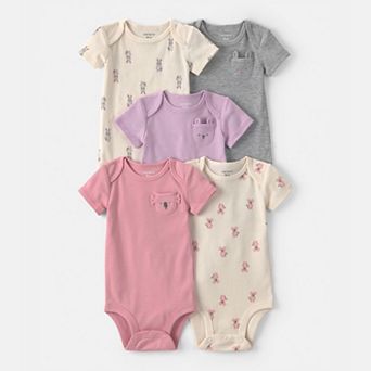 Baby Girl Carter's 5-Pack Bunny Short Sleeve Bodysuits
