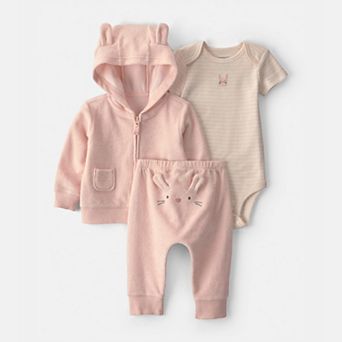 Baby Girl Carter's 3 pc Bunny Hoodie, Bodysuit & Pants Set