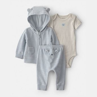 Baby Boy Carter's 3 pc Bear Hoodie, Bodysuit & Pants Set