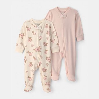 Baby Girl Carter's 2-Pack Flower Striped Snug Fit Sleep & Play Pajamas