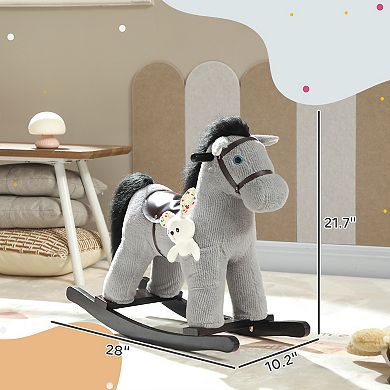 Qaba Toddler Rocking Horse, Kids Ride on Toy with Realistic Neigh