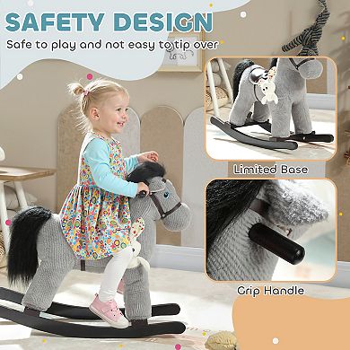 Qaba Toddler Rocking Horse, Kids Ride on Toy with Realistic Neigh