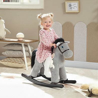 Qaba Toddler Rocking Horse, Kids Ride on Toy with Realistic Neigh