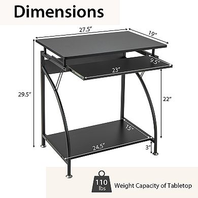 Costway 27.5" Laptop Table Computer Desk for Small Spaces with Pull-out Keyboard Tray