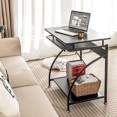 Costway 27.5" Laptop Table Computer Desk for Small Spaces with Pull-out Keyboard Tray