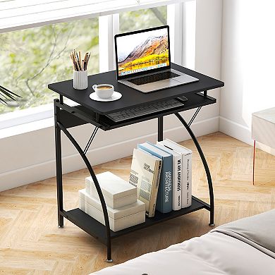Costway 27.5" Laptop Table Computer Desk for Small Spaces with Pull-out Keyboard Tray