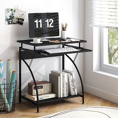 Costway 27.5" Laptop Table Computer Desk for Small Spaces with Pull-out Keyboard Tray