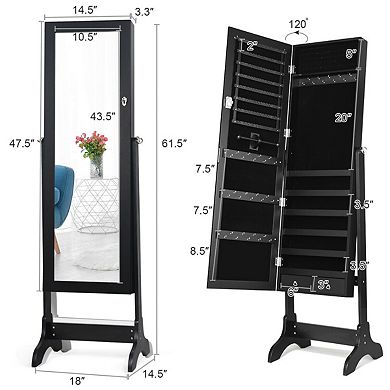 Costway Mirrored Jewelry Cabinet Storage Organizer w/Box Drawers