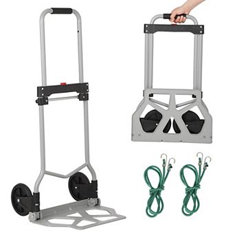Heavy duty folding handcart with elastic rope, suitable for shopping, travel, and office use