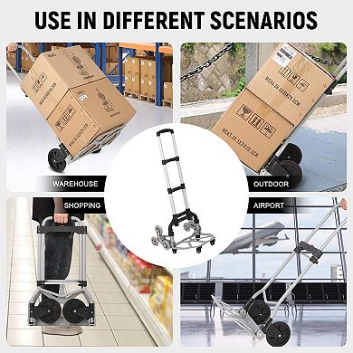 Heavy duty folding handcart with elastic rope, suitable for shopping, travel, and office use