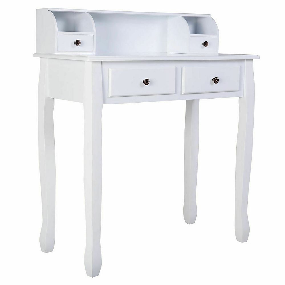 Costway Home Office Computer Desk Writing Desk with 4 Drawer White