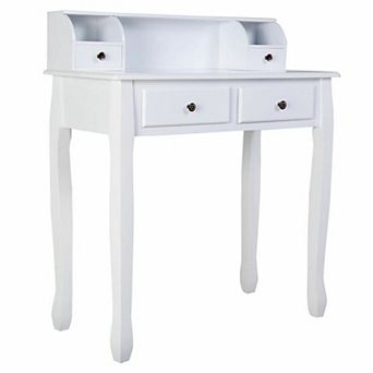 Costway Home Office Computer Desk Writing Desk with 4 Drawer White