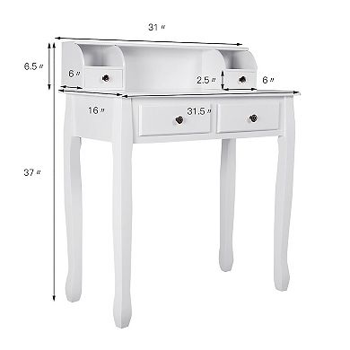 Costway Home Office Computer Desk Writing Desk with 4 Drawer White