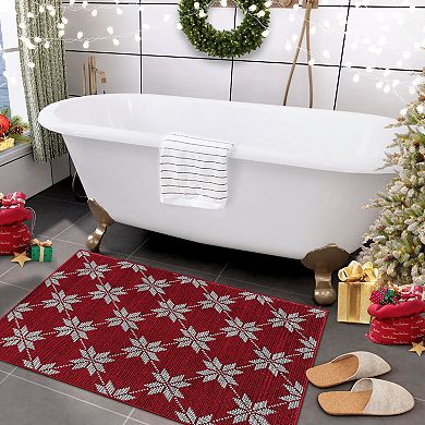 Christmas Area Rug Entryway Runner Machine Washable Rugs Vintage Rugs Low Pile Carpet Xmas Non-Slip