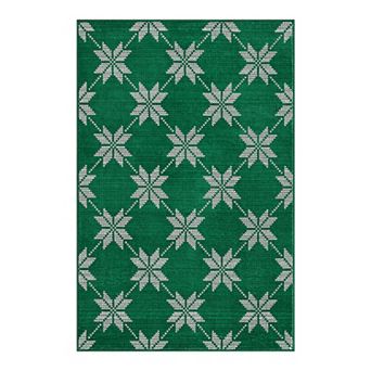 Christmas Area Rug Entryway Runner Machine Washable Rugs Vintage Rugs Low Pile Carpet Xmas Non-Slip