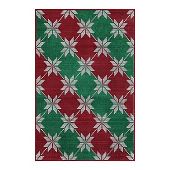 Christmas Area Rug Entryway Runner Machine Washable Rugs Vintage Rugs Low Pile Carpet Xmas Non-Slip