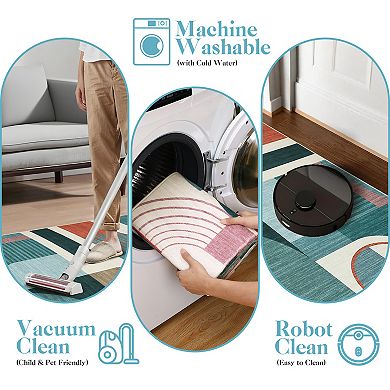 Garvee Modern Geometric Area Rug Machine Washable Low Pile Non Slip Floor Rug for Contemporary Home
