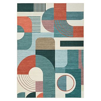 Garvee Modern Geometric Area Rug Machine Washable Low Pile Non Slip Floor Rug for Contemporary Home