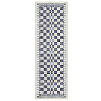 Checkered Machine Washable Rugs for Living Room Non Shedding Modern Geometric Indoor Carpet
