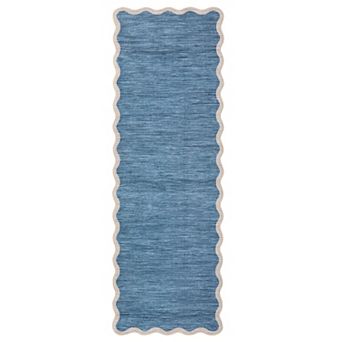 Garvee Solid Area Rug Modern Scalloped Border Design Machine Washable Non Slip for Bedroom Entryway