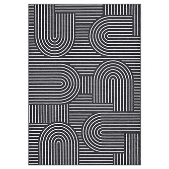 Modern Abstract Geometric Stripe Machine Washable Rug with Non Slip Rubber Backing