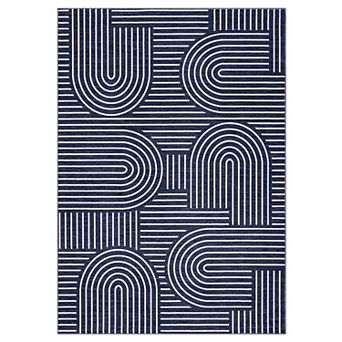 Modern Abstract Geometric Stripe Machine Washable Rug with Non Slip Rubber Backing