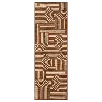 Modern Abstract Geometric Stripe Machine Washable Rug with Non Slip Rubber Backing