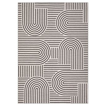 Modern Abstract Geometric Stripe Machine Washable Rug with Non Slip Rubber Backing