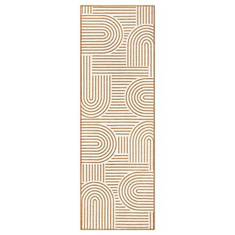 Modern Abstract Geometric Stripe Machine Washable Rug with Non Slip Rubber Backing
