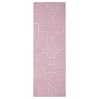 Modern Abstract Geometric Stripe Machine Washable Rug with Non Slip Rubber Backing