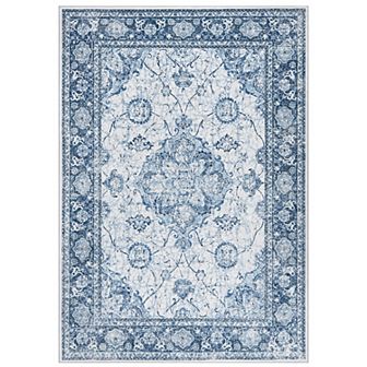 Area Rug Washable for Living Room Non-Slip Backing Vintage Floral Low Pile Floor Mat Bedroom Dining