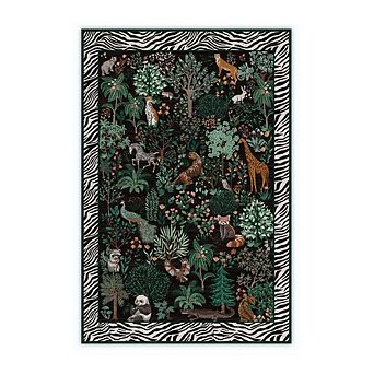 Garvee Jungle Adventure Area Rug Modern Pastoral Print Washable Low Pile Non Slip Rug for Beroom