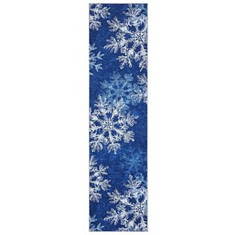 Christmas Washable Rug with Non Slip TPR Backing, Snowflake Holiday Soft Non Shedding Carpet