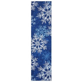 Christmas Washable Rug with Non Slip TPR Backing, Snowflake Holiday Soft Non Shedding Carpet