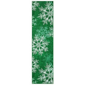 Christmas Washable Rug with Non Slip TPR Backing, Snowflake Holiday Soft Non Shedding Carpet