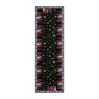 Garvee Christmas Area Rug Tree & Snowflake Design Ultra Thin Washable Non Slip for Holiday Decor