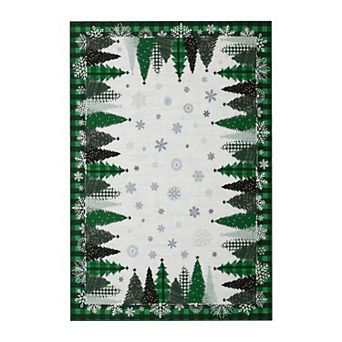 Garvee Christmas Area Rug Tree & Snowflake Design Ultra Thin Washable Non Slip for Holiday Decor