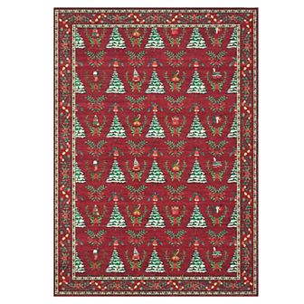 Machine Washable Christmas Tree Area Rugs Christmas Holiday Indoor Carpet with Non-Slip Backing