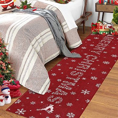 Christmas Rug Holiday Merry Christmas Non-Slip Doormat Runner Rug Decorative Xmas Kitchen Floor Mat