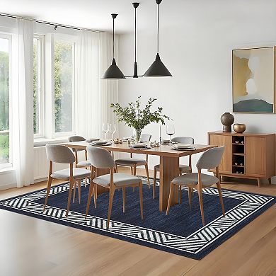 Garvee Minimalist Area Rug Modern Border Design Ultra Thin Washable Non Slip for Bedroom Kitchen