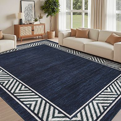 Garvee Minimalist Area Rug Modern Border Design Ultra Thin Washable Non Slip for Bedroom Kitchen