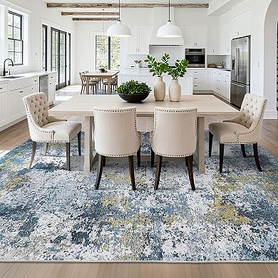 Garvee Abstract Area Rug Modern Fluid Design Washable Low Pile Non Slip Floor Rug for Living Room