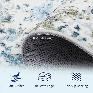 Garvee Abstract Area Rug Modern Fluid Design Washable Low Pile Non Slip Floor Rug for Living Room