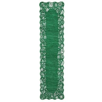Christmas Machine Washable Rugs for Living Room Non Slip Scalloped Decorative Accent Carpet