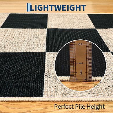Garvee Modern Washable Geometric Area Rug Checkerboard Print Ultra Thin Non Slip Rug for Bedroom
