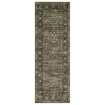 Floral Washable Rugs Oriental Vintage Rugs Distressed Non Slip Stain Resistant Soft Low Pile Carpet