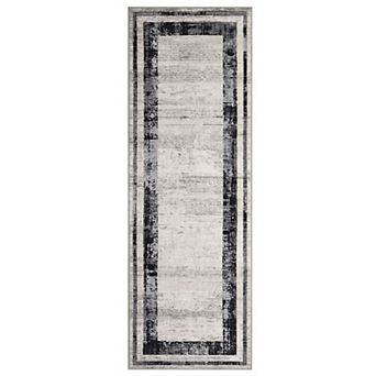 Borderd Machine Washable Non-Slip Rug for Living Room Non-Shedding Low Pile Carpet