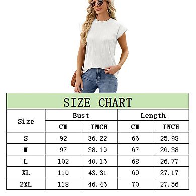 Womens Summer Tops Textured Crewneck Short Sleeve Loose Trendy Basic Tee Business Shirt Blouses
