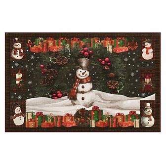 Christmas Snowman Washable Non Slip Area Rug Christmas Decorations Rugs for Living Room